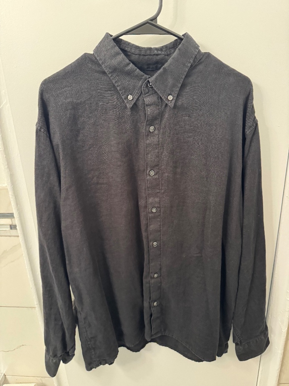 Men’s Black Linen Button Up Shirt - Size L